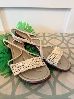 💫10/$25 • Coral Bay Crochet Detail Strappy Sandals